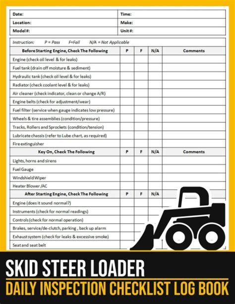 inspecting a used skid steer|skid steer inspection form.